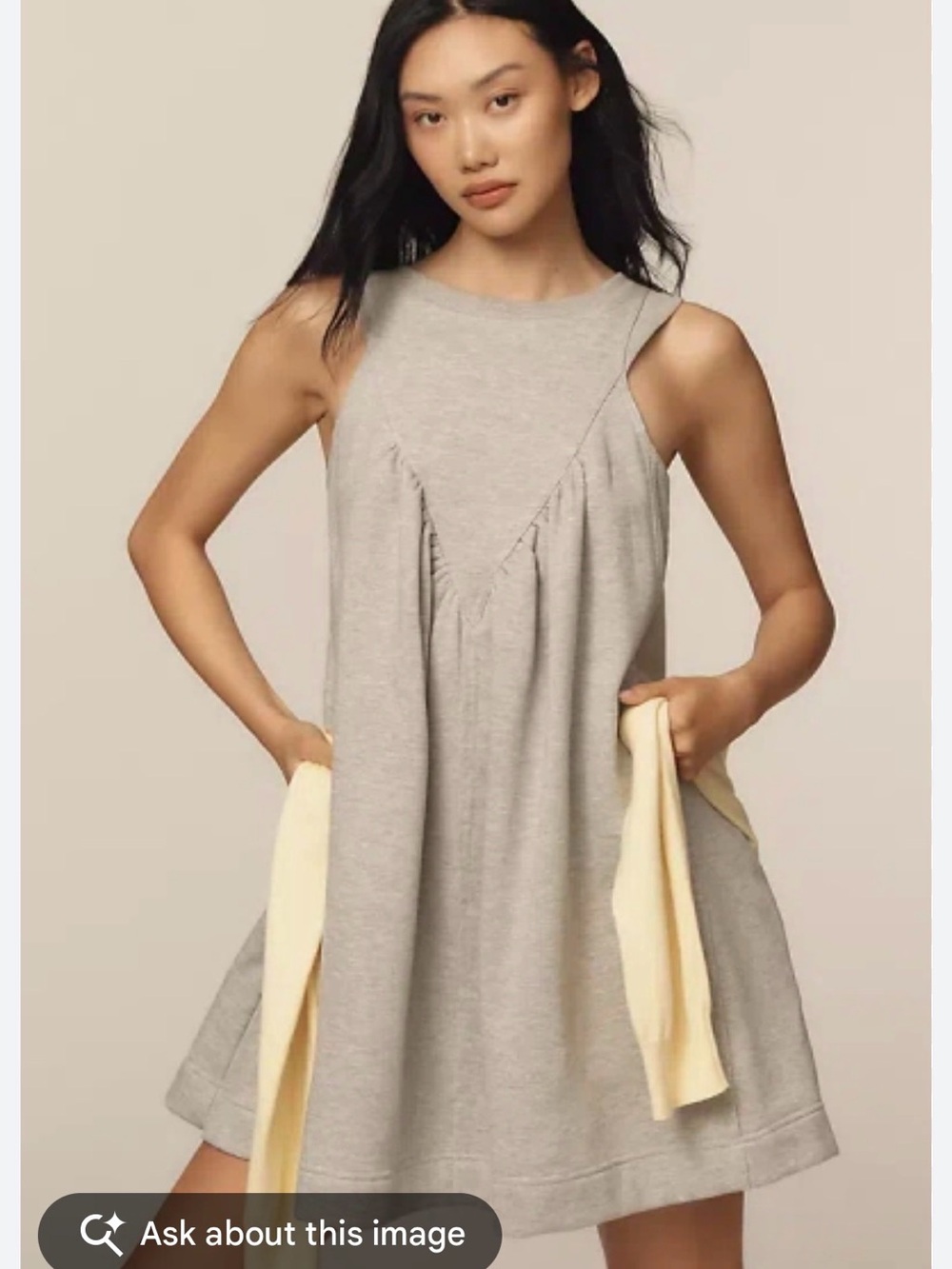 Anthropologie Light Gray Sleeveless Mini Dress